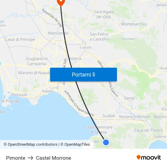 Pimonte to Castel Morrone map