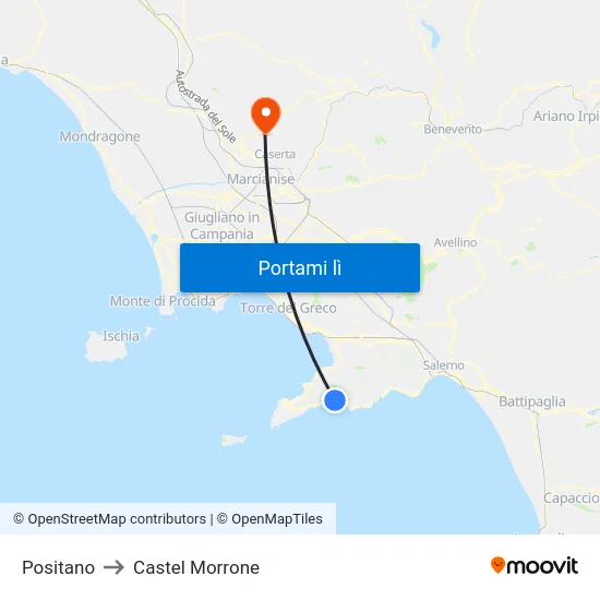 Positano to Castel Morrone map