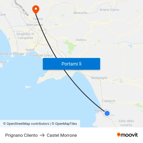 Prignano Cilento to Castel Morrone map