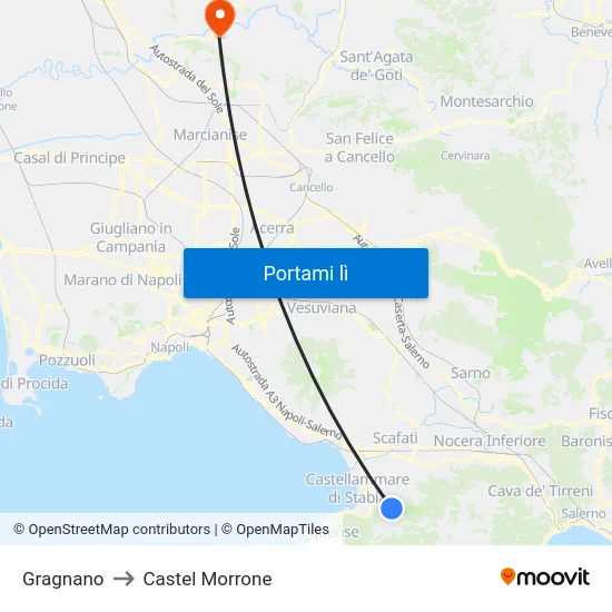 Gragnano to Castel Morrone map