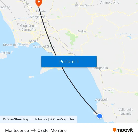 Montecorice to Castel Morrone map