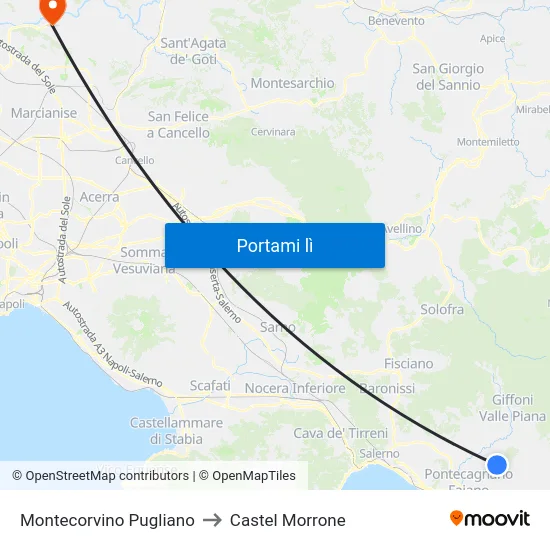 Montecorvino Pugliano to Castel Morrone map