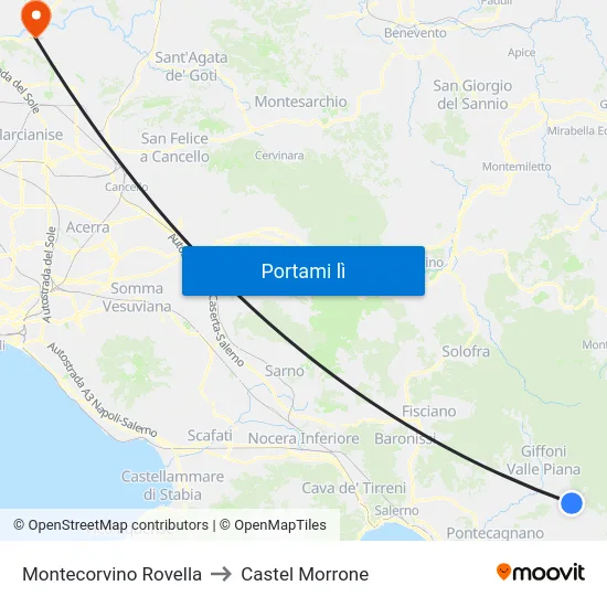 Montecorvino Rovella to Castel Morrone map