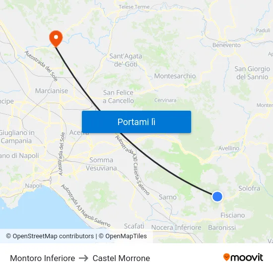 Montoro Inferiore to Castel Morrone map
