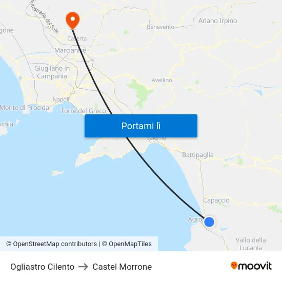 Ogliastro Cilento to Castel Morrone map