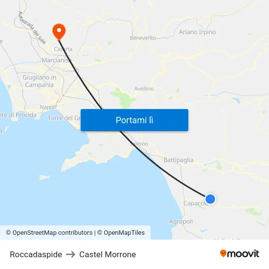 Roccadaspide to Castel Morrone map