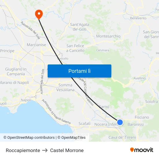 Roccapiemonte to Castel Morrone map