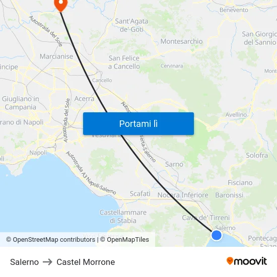 Salerno to Castel Morrone map