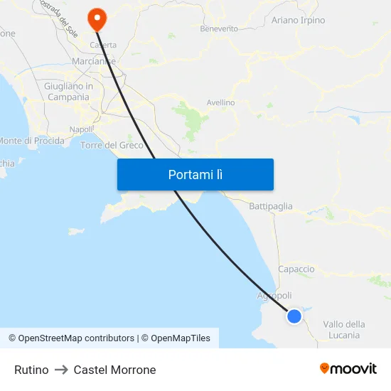 Rutino to Castel Morrone map