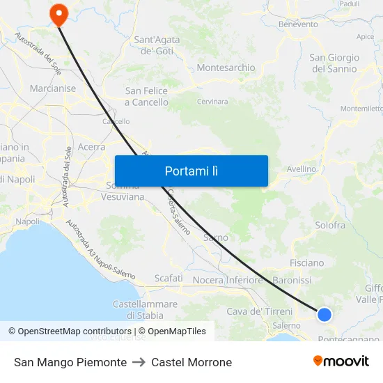 San Mango Piemonte to Castel Morrone map