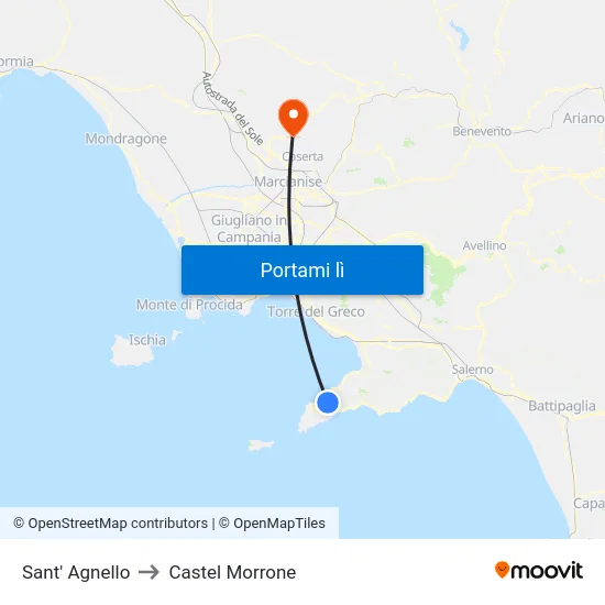 Sant' Agnello to Castel Morrone map