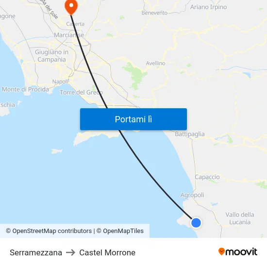 Serramezzana to Castel Morrone map