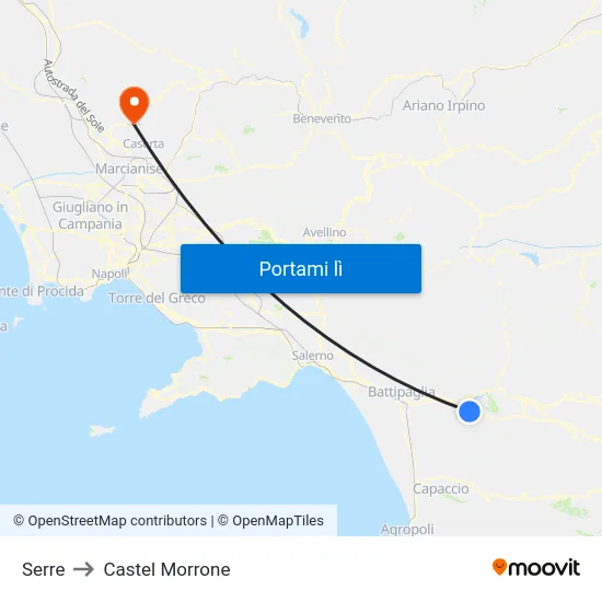 Serre to Castel Morrone map