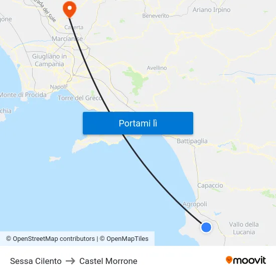 Sessa Cilento to Castel Morrone map