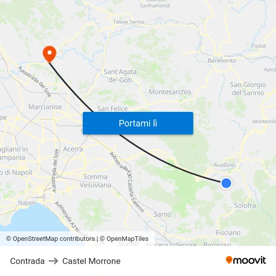 Contrada to Castel Morrone map