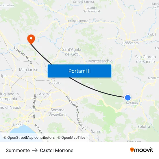 Summonte to Castel Morrone map