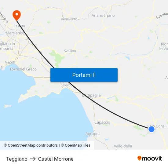 Teggiano to Castel Morrone map