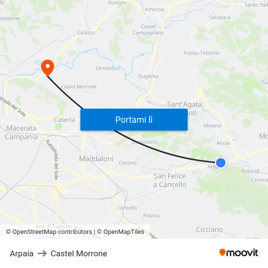 Arpaia to Castel Morrone map