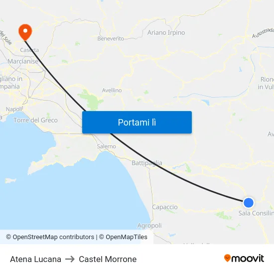 Atena Lucana to Castel Morrone map