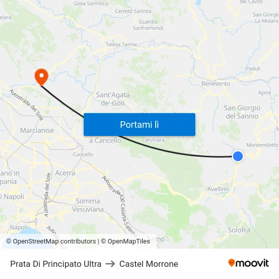 Prata Di Principato Ultra to Castel Morrone map
