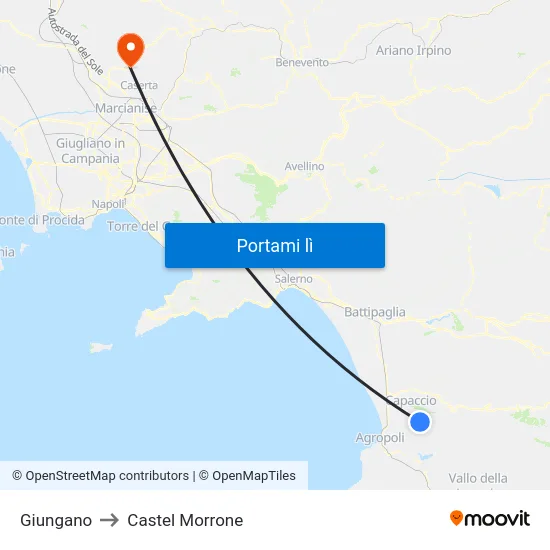 Giungano to Castel Morrone map