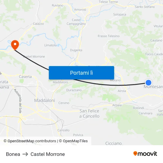 Bonea to Castel Morrone map