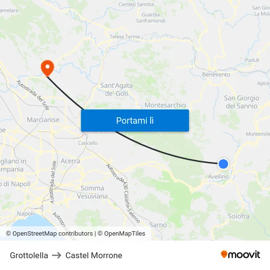 Grottolella to Castel Morrone map