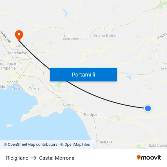 Ricigliano to Castel Morrone map