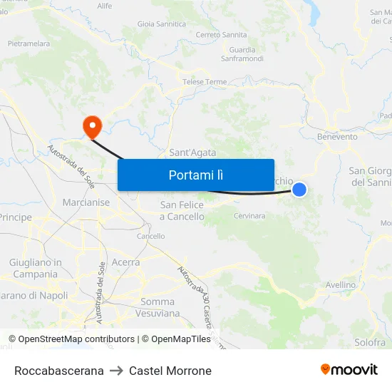 Roccabascerana to Castel Morrone map