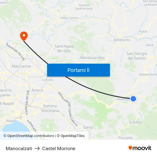 Manocalzati to Castel Morrone map