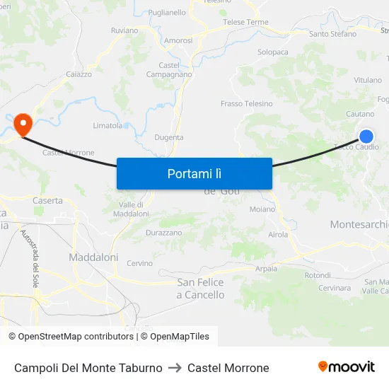 Campoli Del Monte Taburno to Castel Morrone map