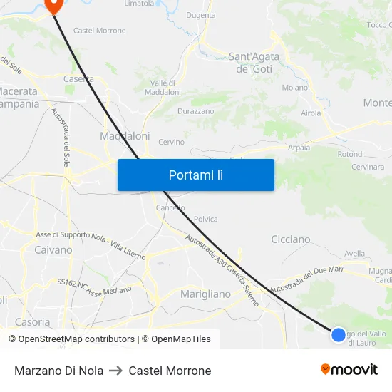 Marzano Di Nola to Castel Morrone map
