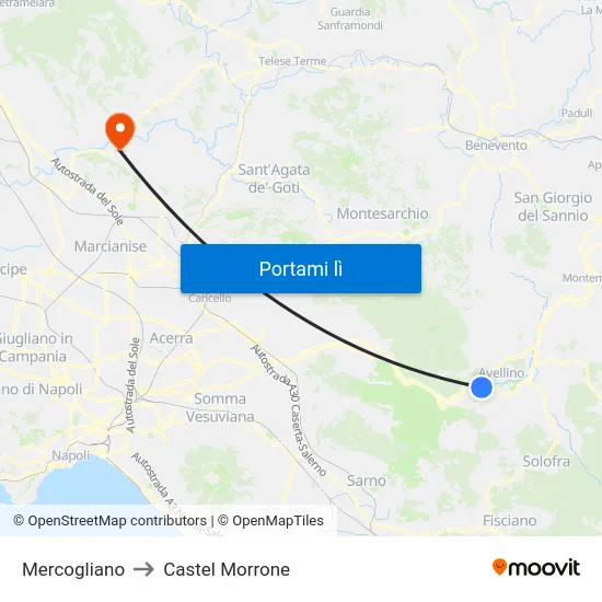 Mercogliano to Castel Morrone map