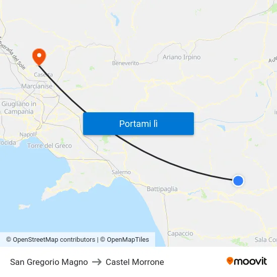 San Gregorio Magno to Castel Morrone map