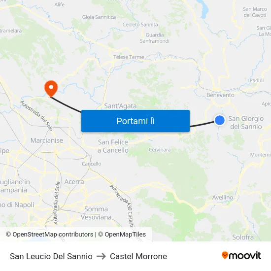 San Leucio Del Sannio to Castel Morrone map