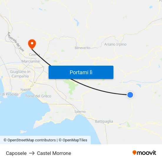 Caposele to Castel Morrone map