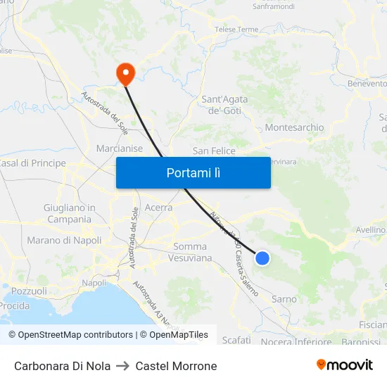 Carbonara Di Nola to Castel Morrone map