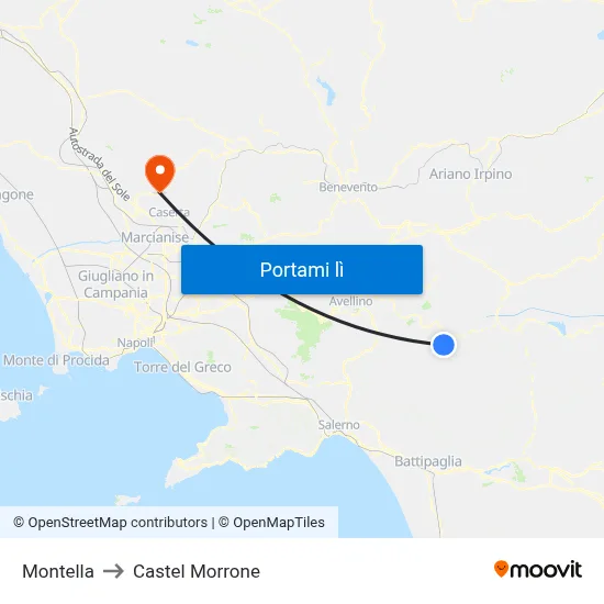 Montella to Castel Morrone map