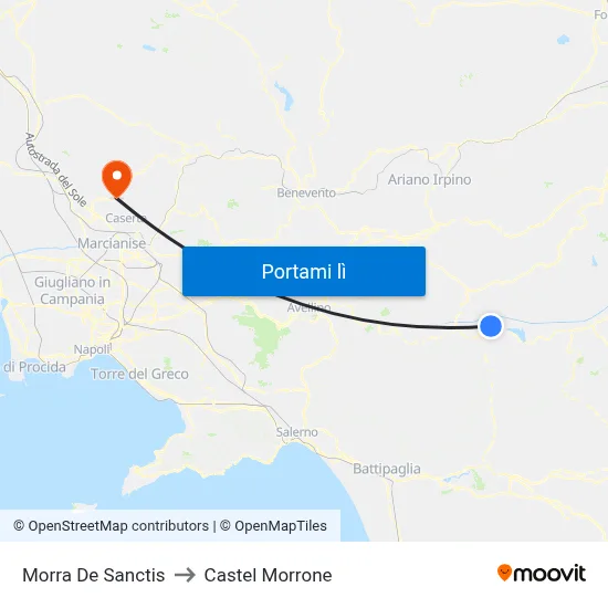 Morra De Sanctis to Castel Morrone map