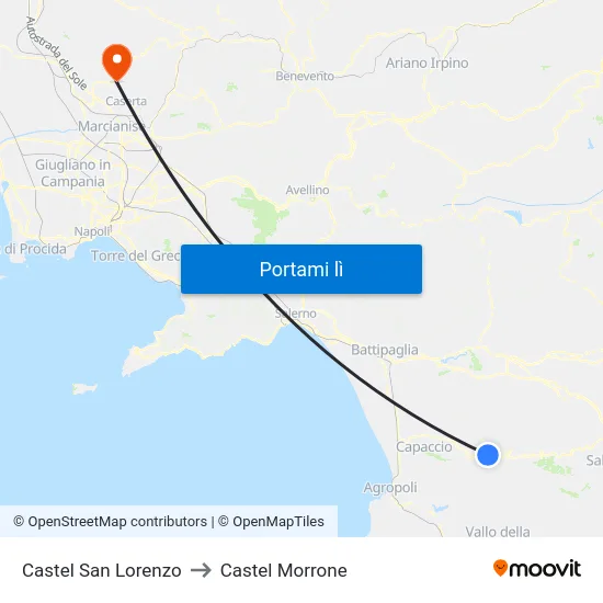 Castel San Lorenzo to Castel Morrone map