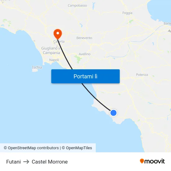 Futani to Castel Morrone map