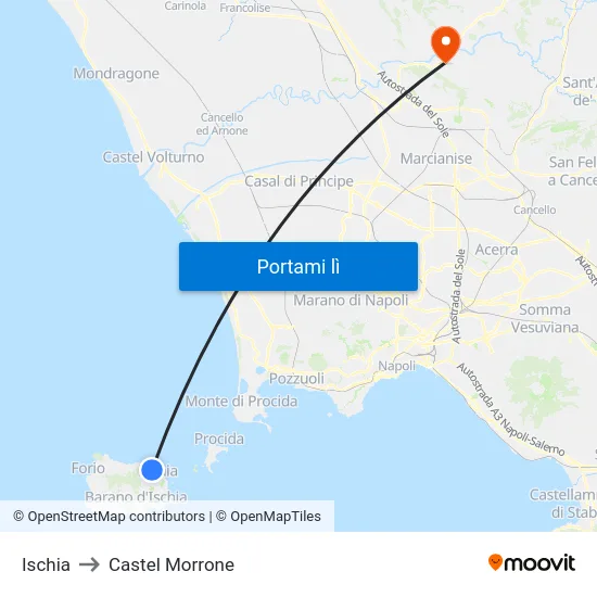 Ischia to Castel Morrone map