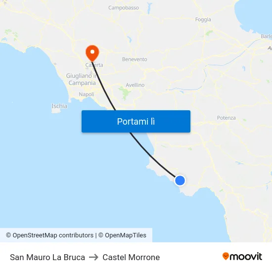 San Mauro La Bruca to Castel Morrone map