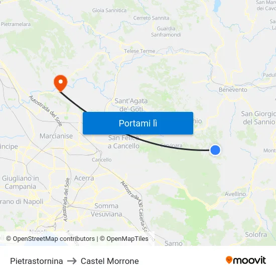 Pietrastornina to Castel Morrone map