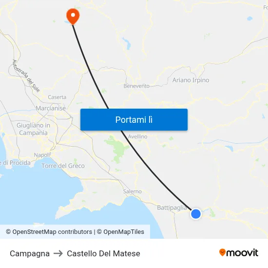 Campagna to Castello Del Matese map