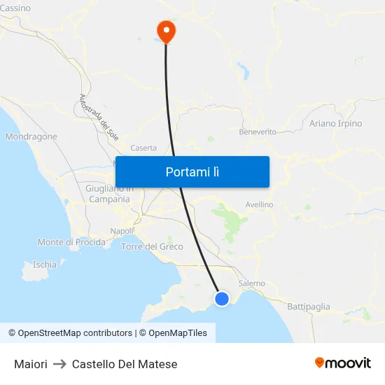 Maiori to Castello Del Matese map