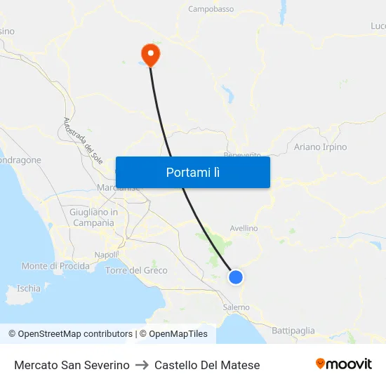 Mercato San Severino to Castello Del Matese map