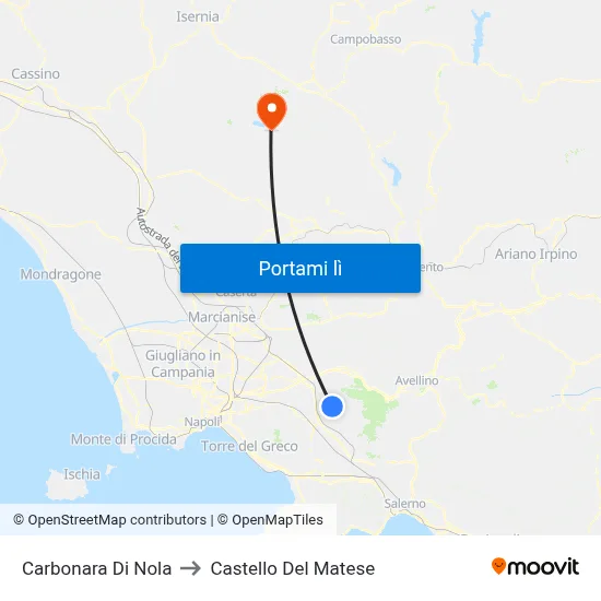 Carbonara Di Nola to Castello Del Matese map