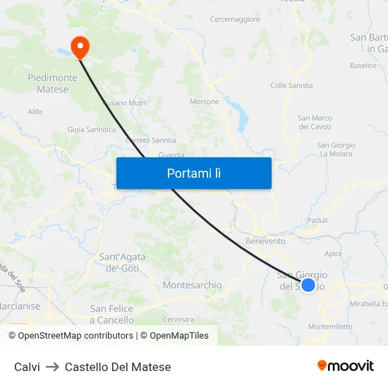Calvi to Castello Del Matese map