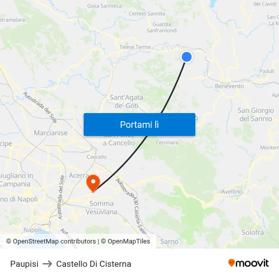 Paupisi to Castello Di Cisterna map